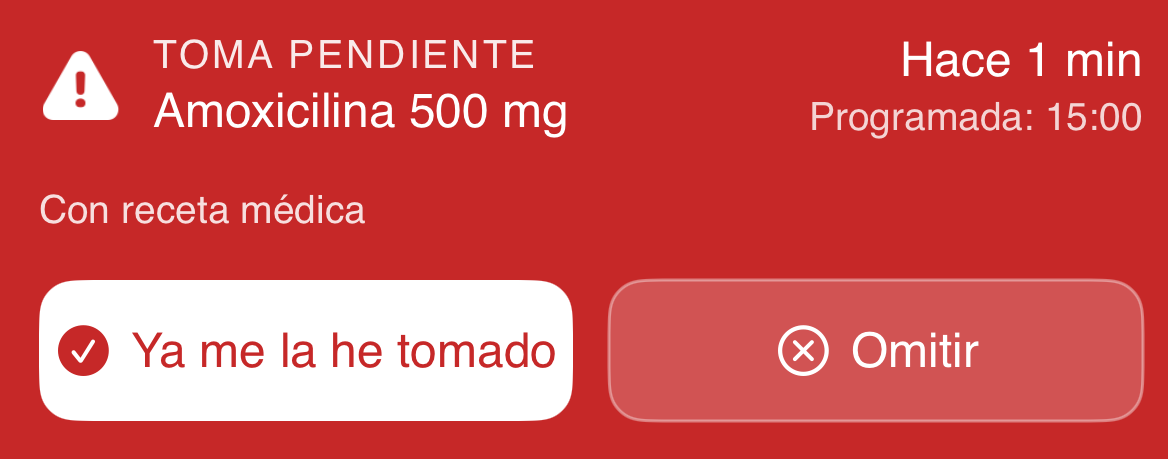 Alerta y recordatorio de medicacion en myDose